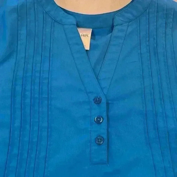 Blair Womens Blouse Royal Blue XL Pullover Laser Cutouts  Short Sleeves Unique - Picture 7 of 12